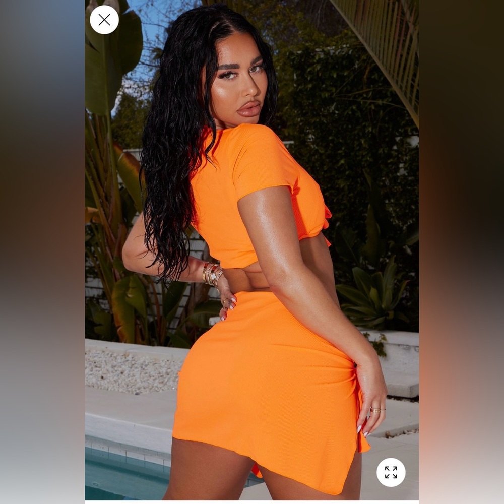 Fashion Nova Neon Orange Bikini 4 pc Set